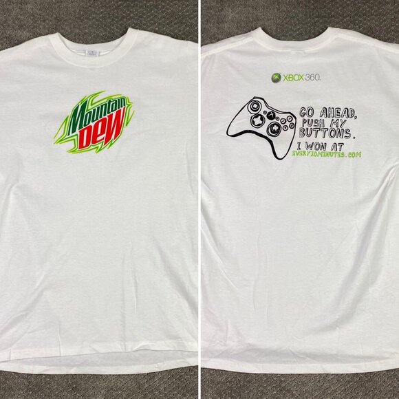 NWOT Mountain Dew Xbox 360 Promo T Shirt Men's XL White Cotton - Picture 1 of 10